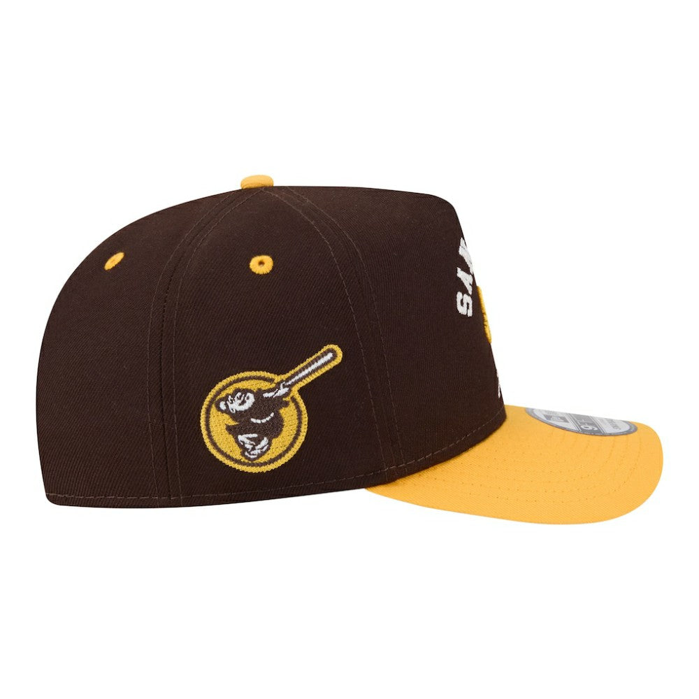 San Diego Padres New Era Arched A-Frame 9FIFTY Adjustable Hat - Brown/Gold Hats