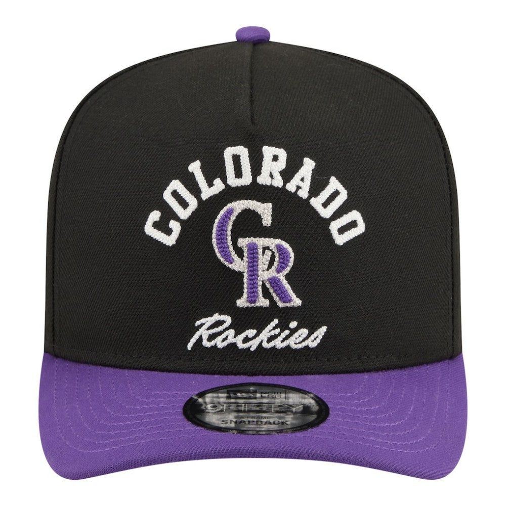 Colorado Rockies New Era Arched A-Frame 9FIFTY Adjustable Hat - Black/Purple Hats