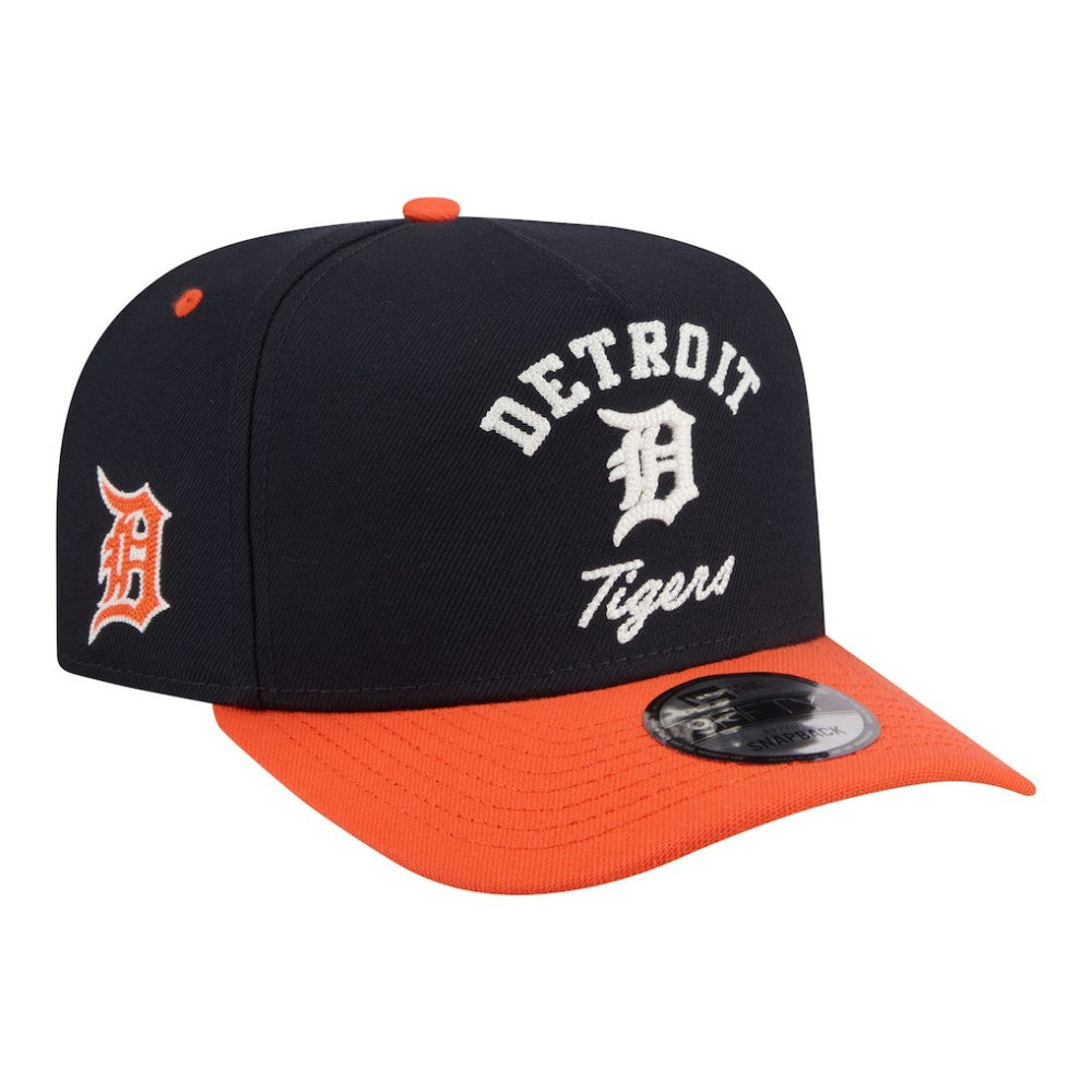 Detroit Tigers New Era Arched A-Frame 9FIFTY Adjustable Hat - Navy/Orange Hats