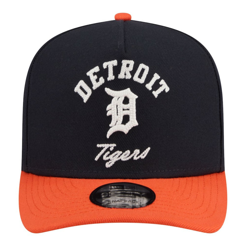 Detroit Tigers New Era Arched A-Frame 9FIFTY Adjustable Hat - Navy/Orange Hats