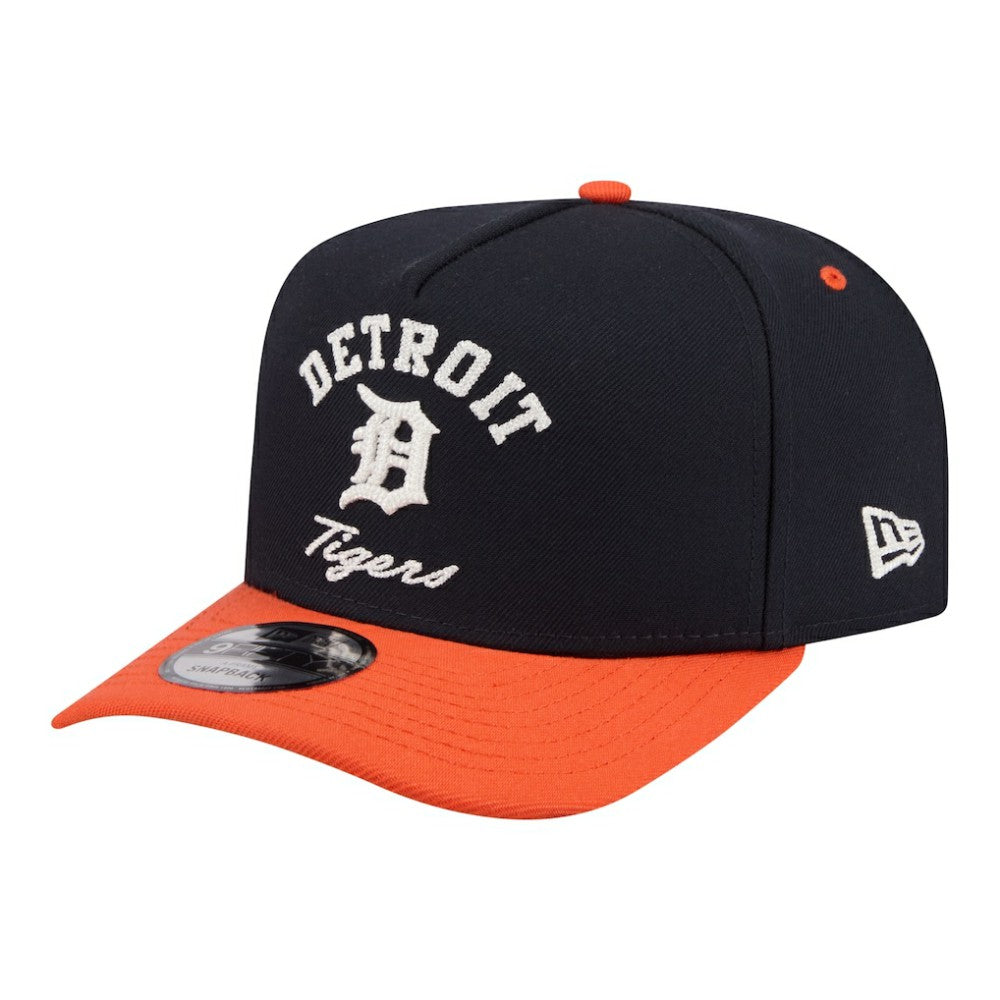 Detroit Tigers New Era Arched A-Frame 9FIFTY Adjustable Hat - Navy/Orange Hats