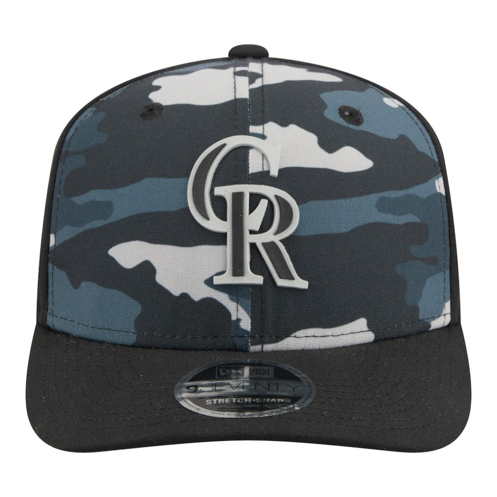 Colorado Rockies New Era Tonal Camo 9SEVENTY Stretch-Snap Hat - Black Hats