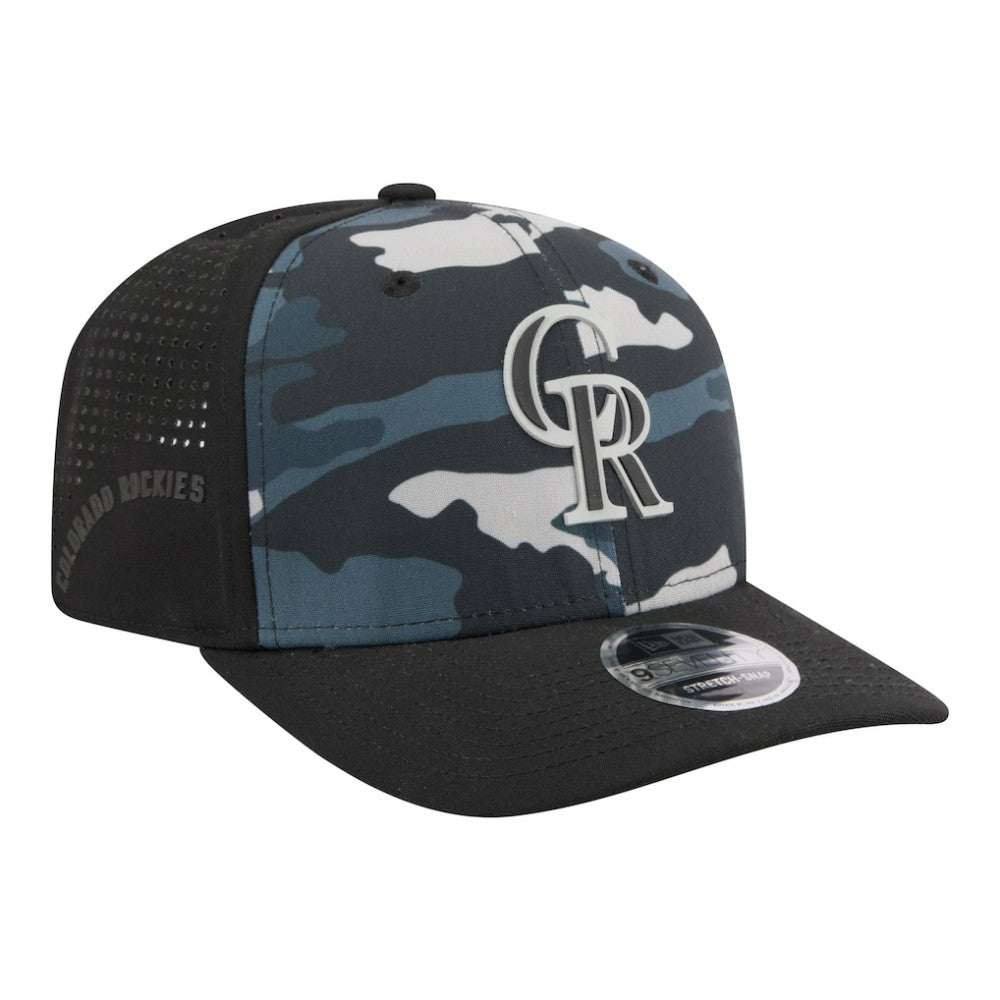 Colorado Rockies New Era Tonal Camo 9SEVENTY Stretch-Snap Hat - Black Hats
