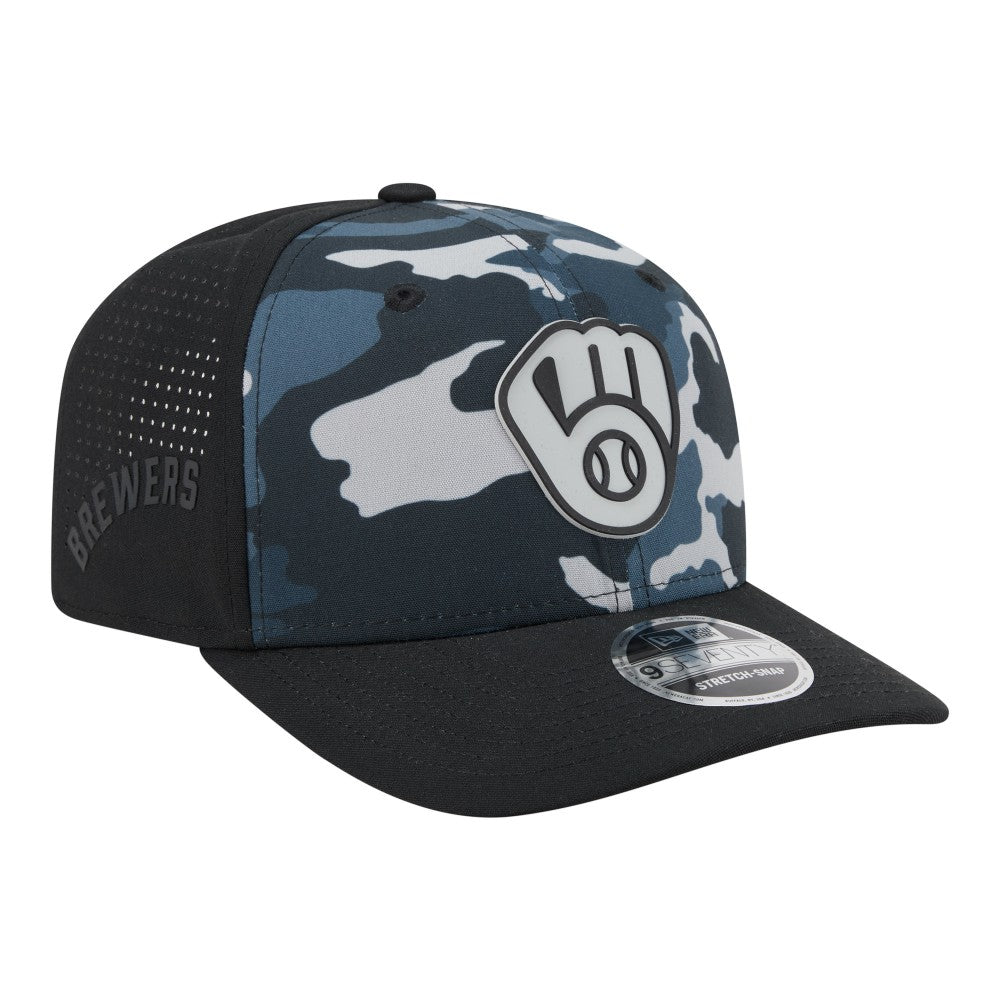 Milwaukee Brewers New Era Tonal Camo 9SEVENTY Stretch-Snap Hat - Black Hats