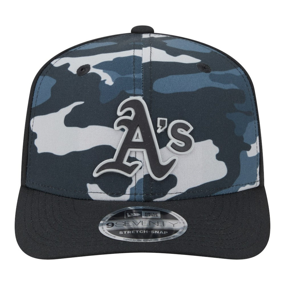 Athletics New Era Tonal Camo 9SEVENTY Stretch-Snap Hat - Black Hats