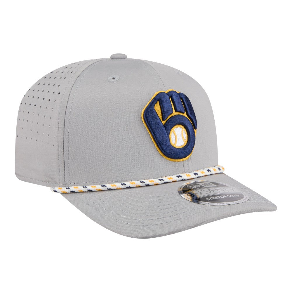 Milwaukee Brewers New Era Sport Rope 9SEVENTY Adjustable Hat - Gray Hats
