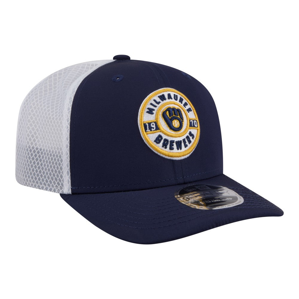 Milwaukee Brewers New Era Active 9SEVENTY Adjustable Trucker Hat - Navy Hats