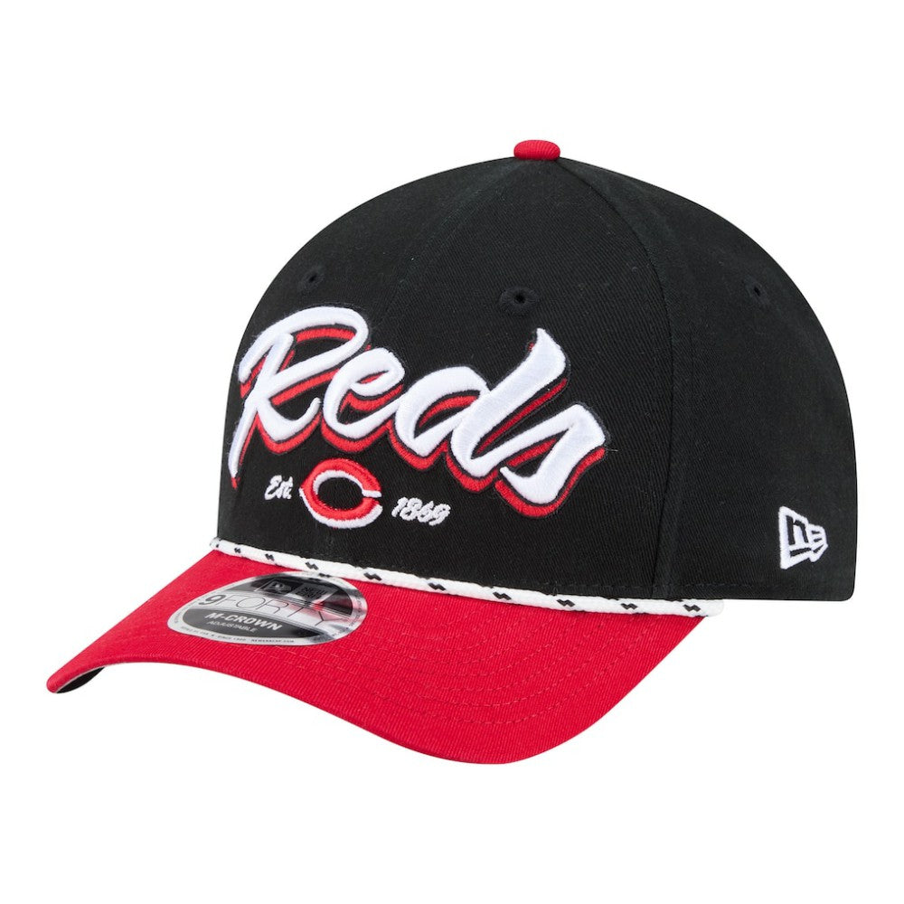 Cincinnati Reds New Era Team Loyal 9FORTY M-Crown Adjustable Hat - Black/Red Hats