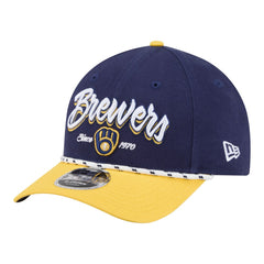 Milwaukee Brewers New Era Team Loyal 9FORTY M-Crown Adjustable Hat - Navy/Gold Hats