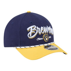 Milwaukee Brewers New Era Team Loyal 9FORTY M-Crown Adjustable Hat - Navy/Gold Hats