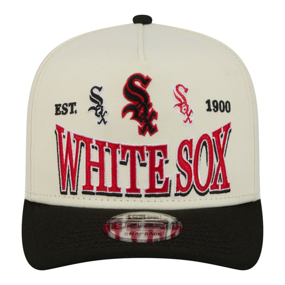 Chicago White Sox New Era Throwback Tri-Hit A-Frame 9FIFTY Adjustable Hat - Cream Hats