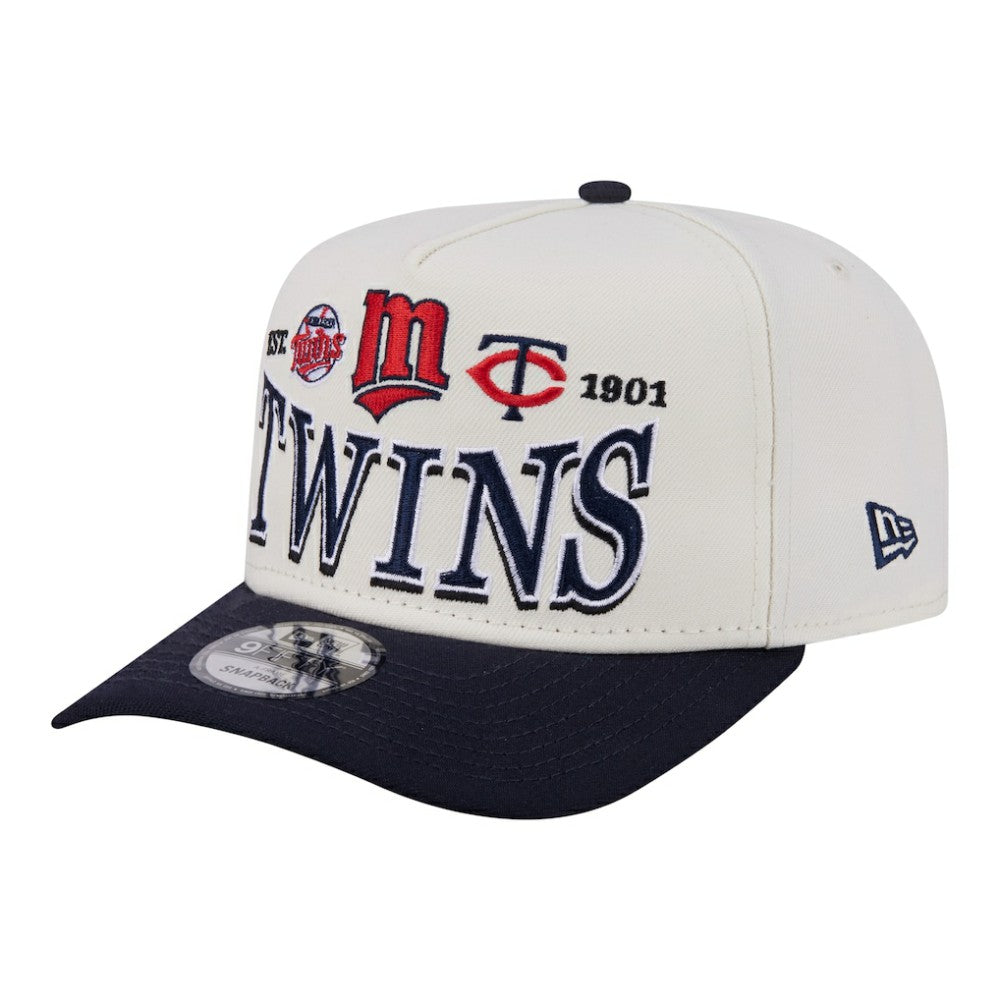 Minnesota Twins New Era Throwback Tri-Hit A-Frame 9FIFTY Adjustable Hat - Cream Hats