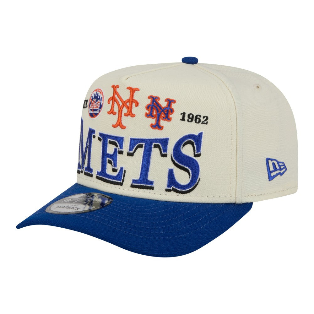 New York Mets New Era Throwback Tri-Hit A-Frame 9FIFTY Adjustable Hat - Cream Hats