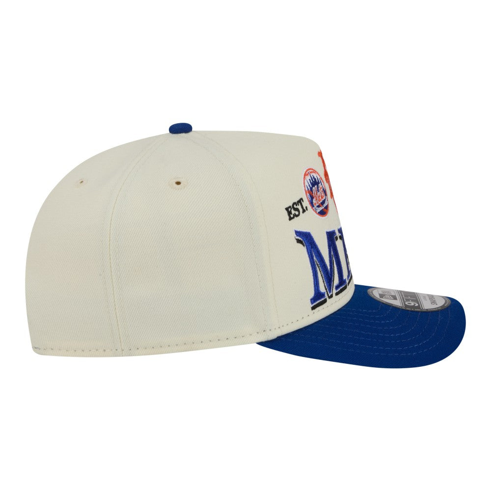 New York Mets New Era Throwback Tri-Hit A-Frame 9FIFTY Adjustable Hat - Cream Hats
