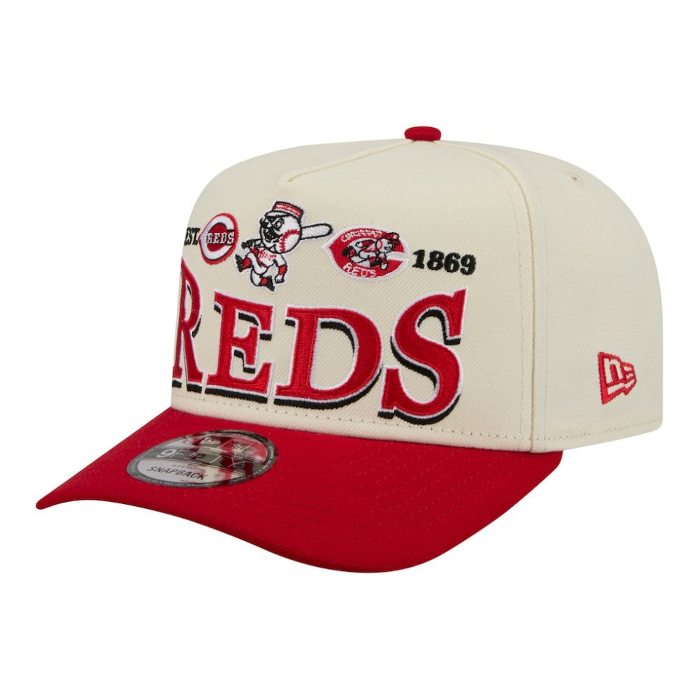 Cincinnati Reds New Era Throwback Tri-Hit A-Frame 9FIFTY Adjustable Hat - Cream Hats
