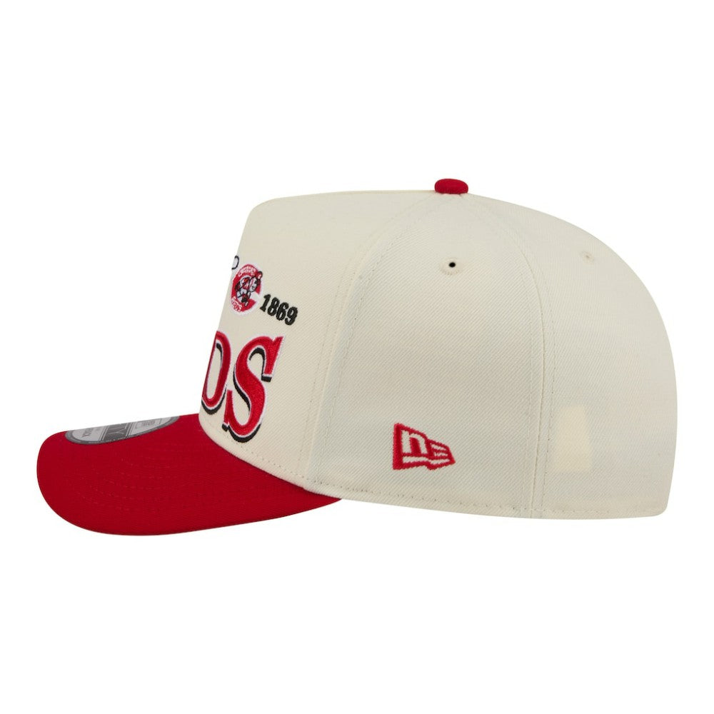 Cincinnati Reds New Era Throwback Tri-Hit A-Frame 9FIFTY Adjustable Hat - Cream Hats