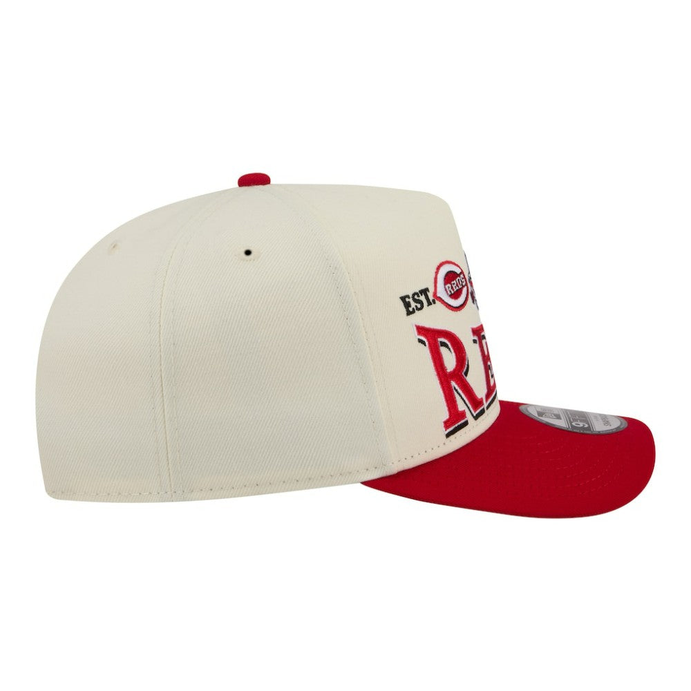 Cincinnati Reds New Era Throwback Tri-Hit A-Frame 9FIFTY Adjustable Hat - Cream Hats