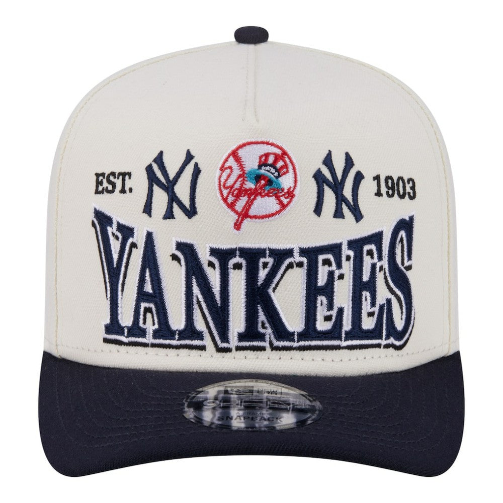 New York Yankees New Era Throwback Tri-Hit A-Frame 9FIFTY Adjustable Hat - Cream Hats