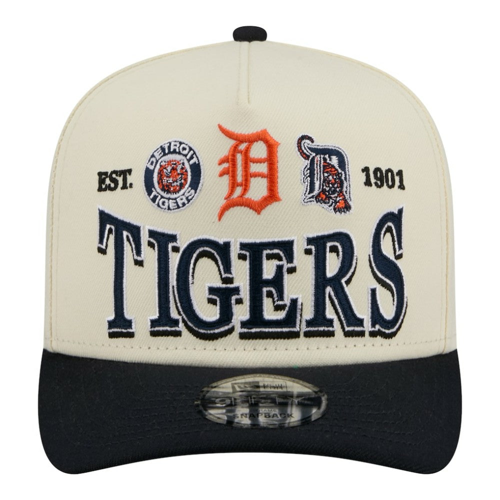 Detroit Tigers New Era Throwback Tri-Hit A-Frame 9FIFTY Adjustable Hat - Cream Hats