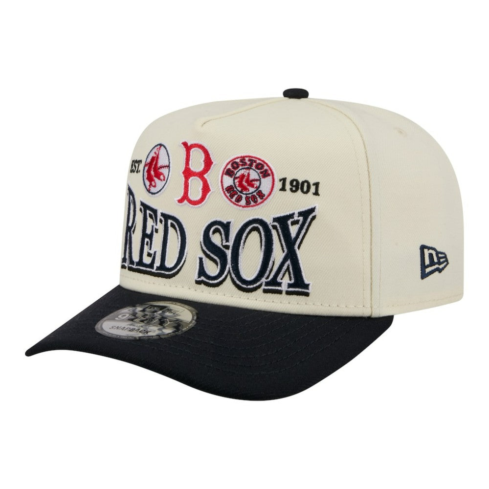 Boston Red Sox New Era Throwback Tri-Hit A-Frame 9FIFTY Adjustable Hat - Cream Hats
