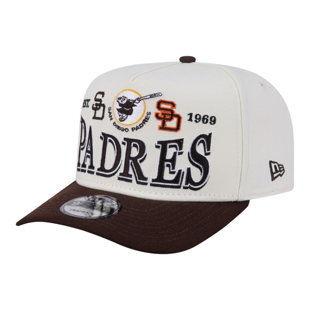 San Diego Padres New Era Throwback Tri-Hit A-Frame 9FIFTY Adjustable Hat - Cream Hats