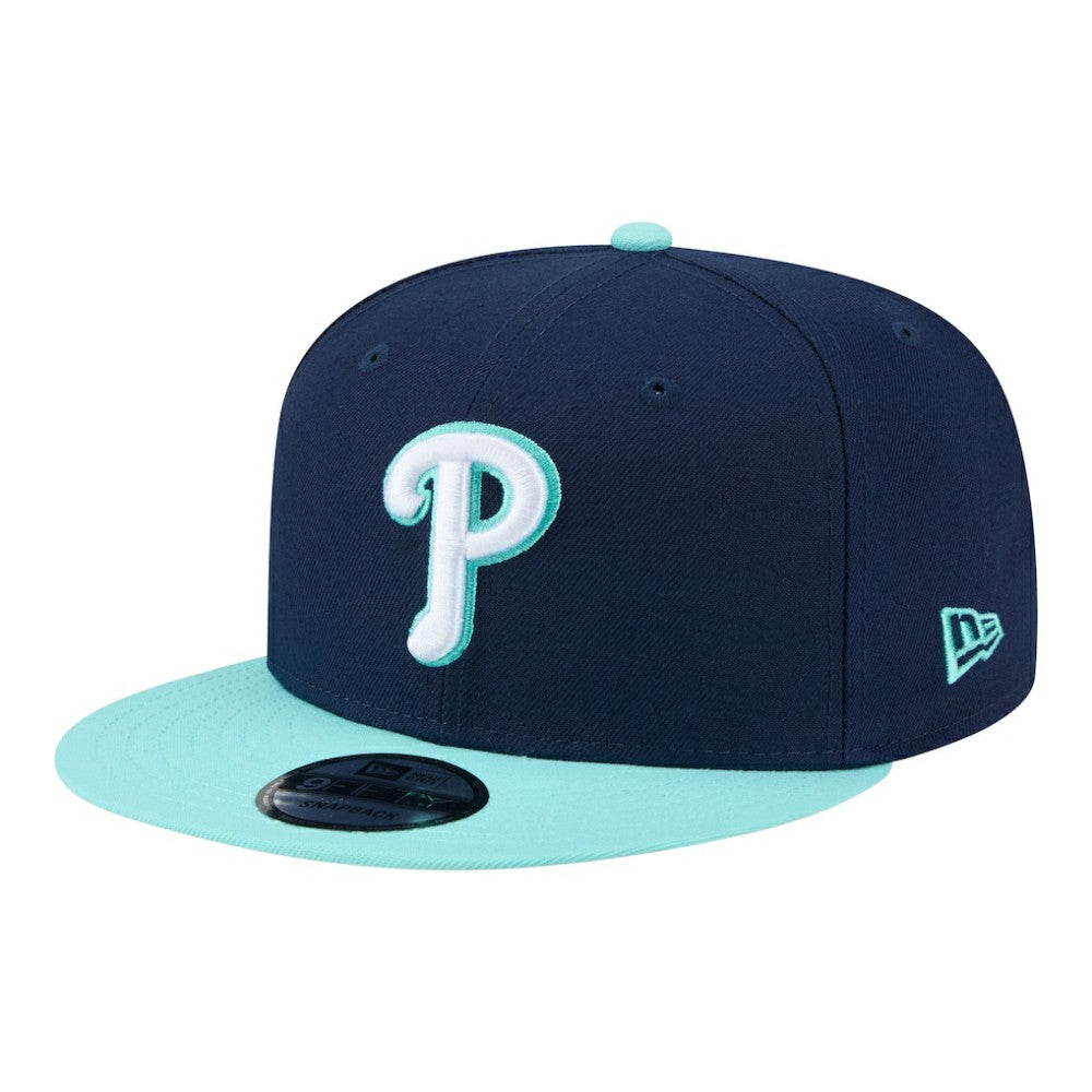 Philadelphia Phillies New Era Two-Tone Color Pack 9FIFTY Snapback Hat - Navy/Turquoise Hats