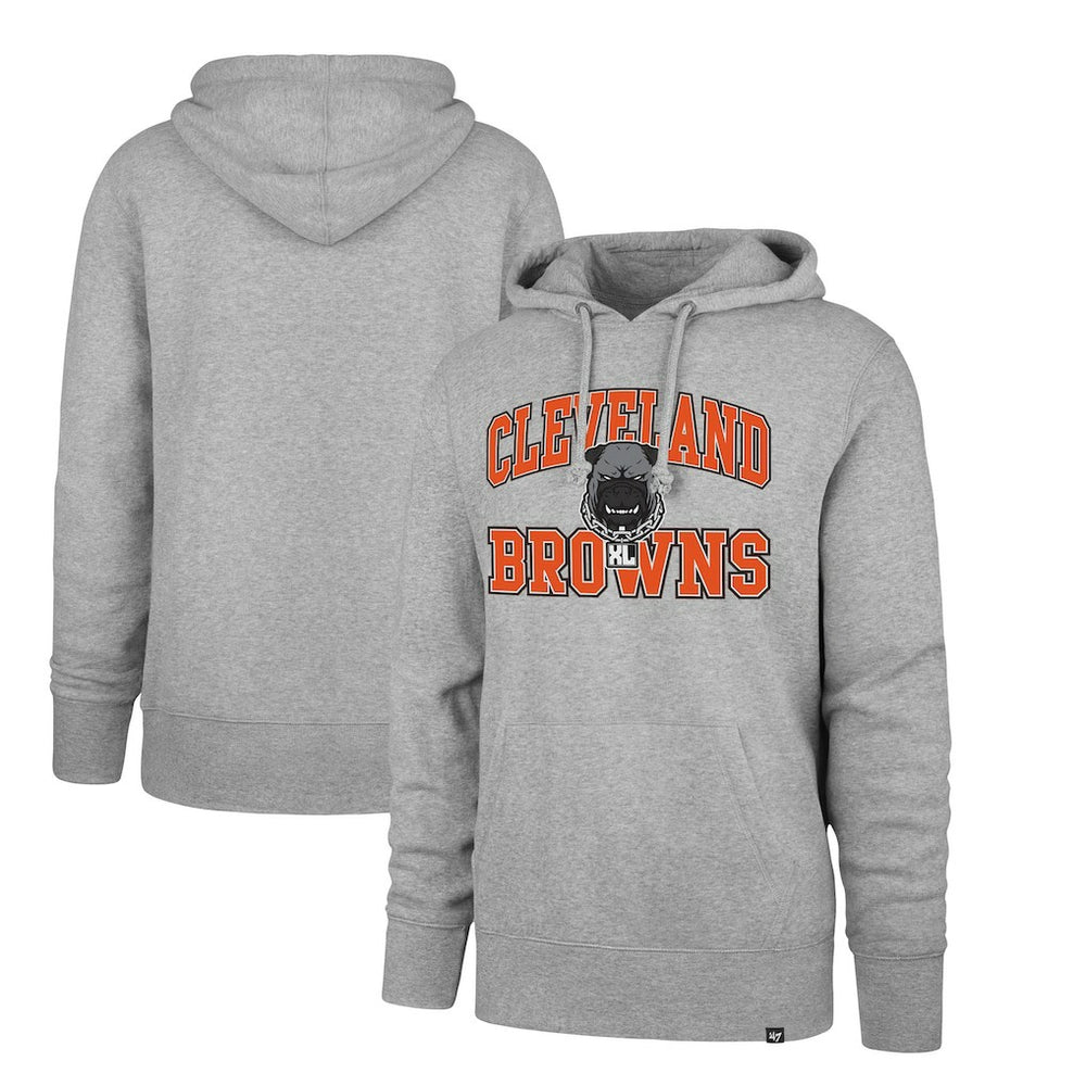 Cleveland Browns '47 Dawg Pound XL Velocity Headline Pullover Hoodie - Gray Hoodies