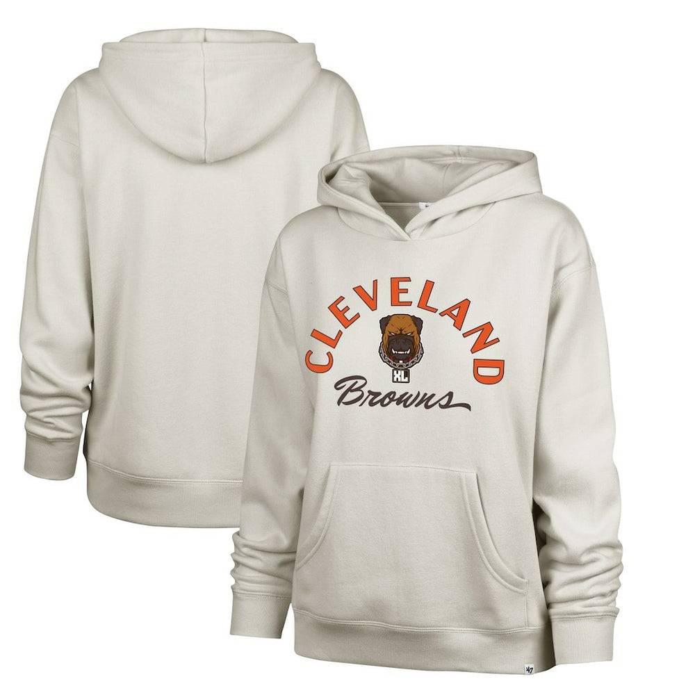 Cleveland Browns '47 Women's Dawg Pound XL Whirlwind Naomi Pullover Hoodie - Cream Hoodies