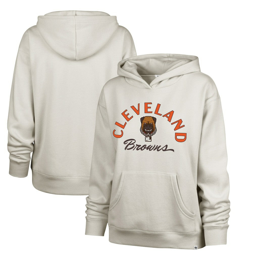 Cleveland Browns '47 Women's Dawg Pound XL Whirlwind Naomi Pullover Hoodie - Cream Hoodies