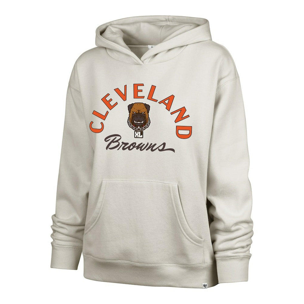 Cleveland Browns '47 Women's Dawg Pound XL Whirlwind Naomi Pullover Hoodie - Cream Hoodies