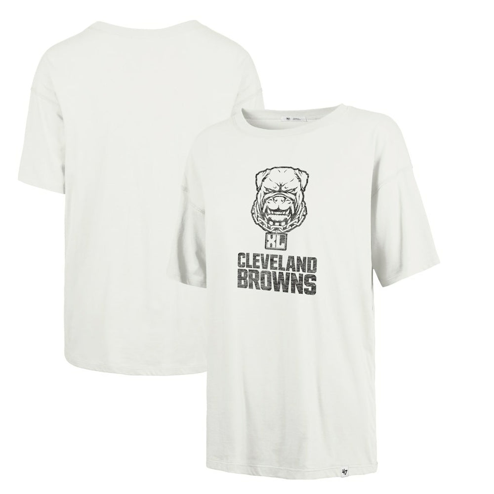 Cleveland Browns '47 Women's Dawg Pound XL Premier Sadie Oversized T-Shirt - Cream T-shirts