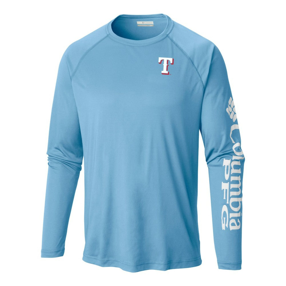 Texas Rangers Columbia Terminal Tackle Long Sleeve Shirt - Light Blue