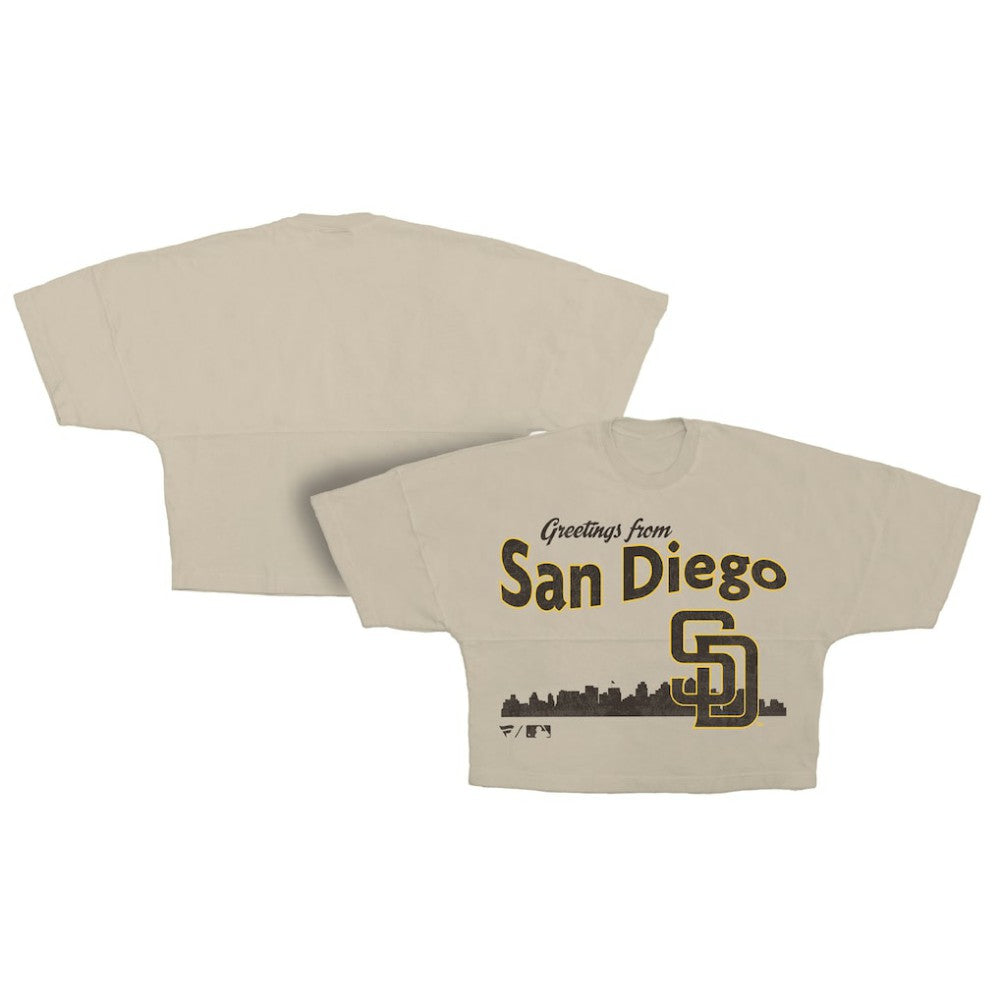 San Diego Padres Fanatics Women's Skyline Crop T-Shirt - Cream T-shirts