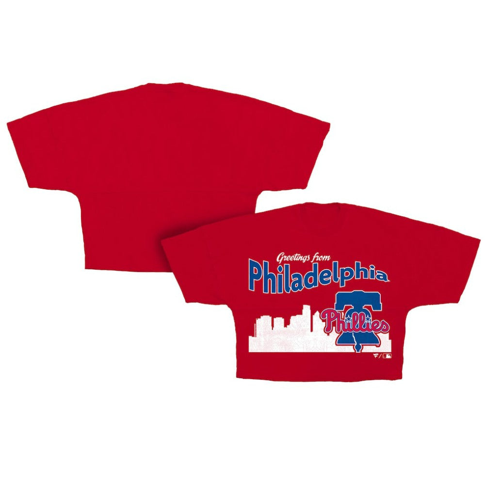 Philadelphia Phillies Fanatics Women's Skyline Crop T-Shirt - Red T-shirts