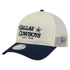 Dallas Cowboys New Era Women's Retro A-Frame 9FORTY Adjustable Hat - Cream/Navy Hats