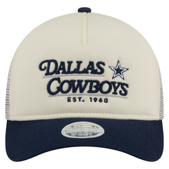 Dallas Cowboys New Era Women's Retro A-Frame 9FORTY Adjustable Hat - Cream/Navy Hats