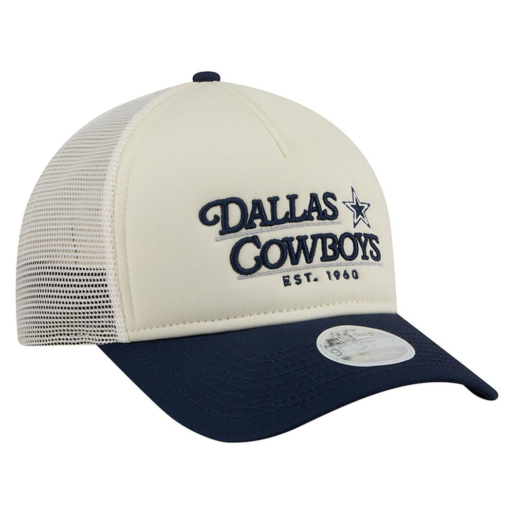 Dallas Cowboys New Era Women's Retro A-Frame 9FORTY Adjustable Hat - Cream/Navy Hats