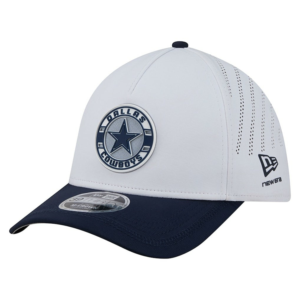 Dallas Cowboys New Era Patch 39THIRTY A-Frame M-Crown Perforated Flex Hat - White/Navy Hats