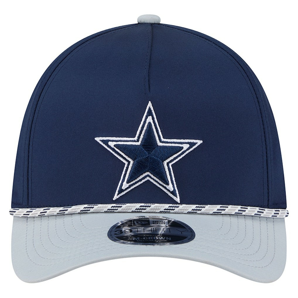 Dallas Cowboys Rope M-Crown A-Frame 39THIRTY Flex Hat - Navy/Silver Hats