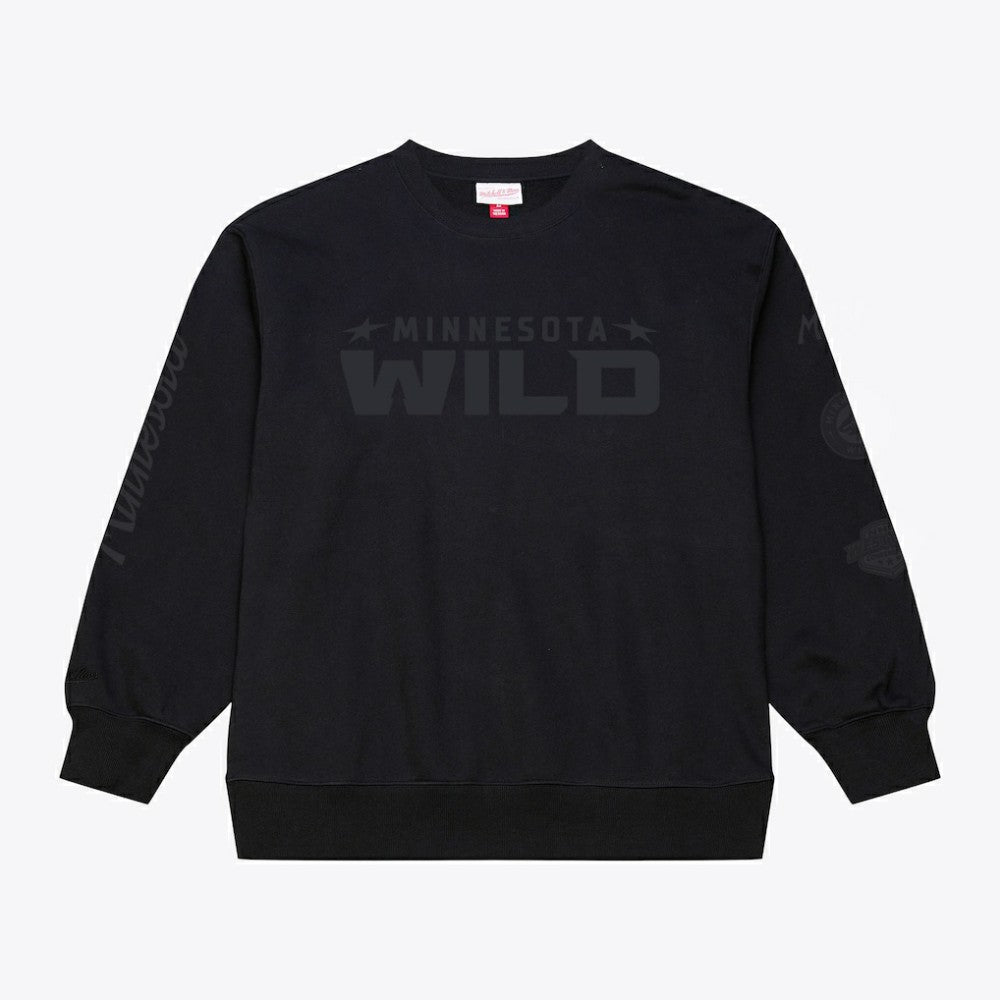 Minnesota Wild Mitchell & Ness Phantom Fleece Crew Neck Sweatshirt - Black | US 203279093