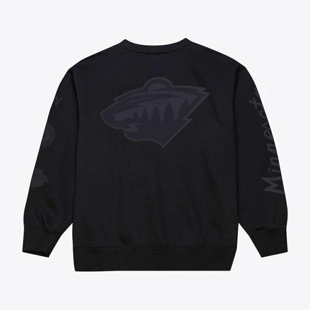 Minnesota Wild Mitchell & Ness Phantom Fleece Crew Neck Sweatshirt - Black | US 203279093
