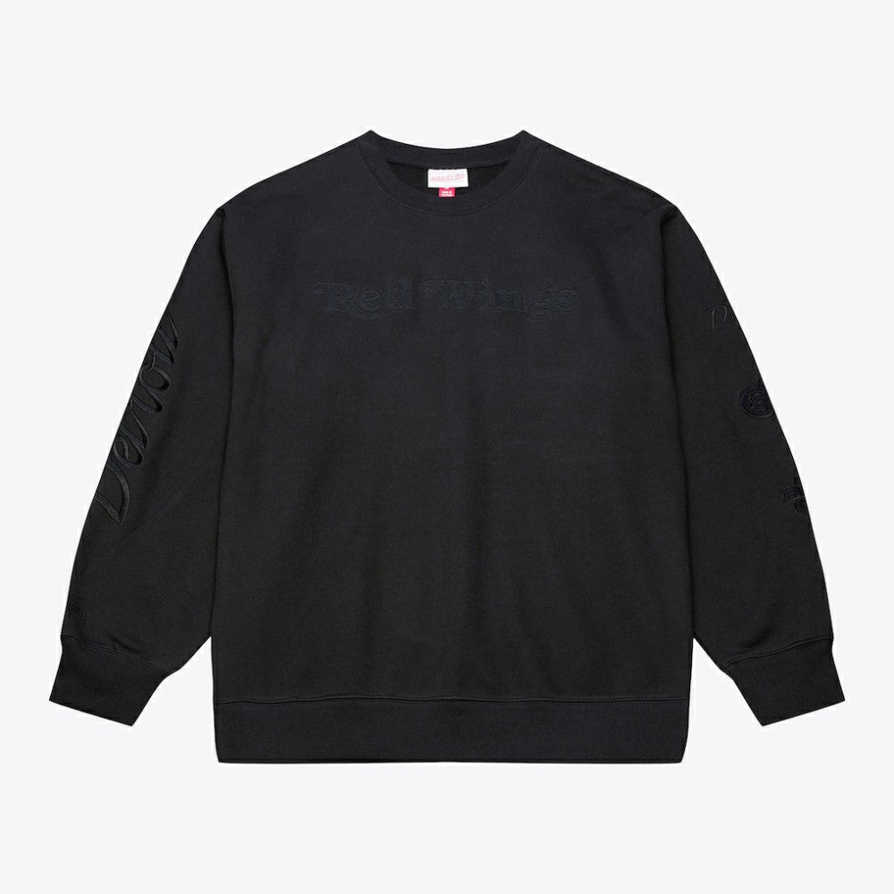 Detroit Red Wings Mitchell & Ness Phantom Fleece Crew Neck Sweatshirt - Black | US 203279100