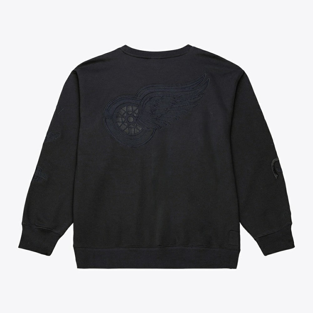 Detroit Red Wings Mitchell & Ness Phantom Fleece Crew Neck Sweatshirt - Black | US 203279100