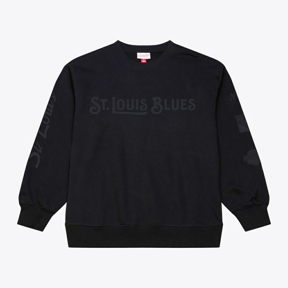 St. Louis Blues Mitchell & Ness Phantom Fleece Crew Neck Sweatshirt - Black | US 203279101