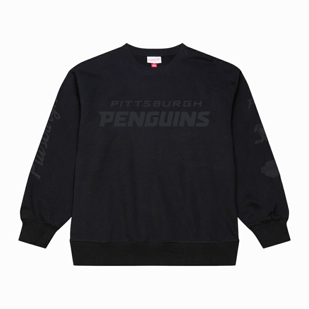 Pittsburgh Penguins Mitchell & Ness Phantom Fleece Crew Neck Sweatshirt - Black | US 203279103