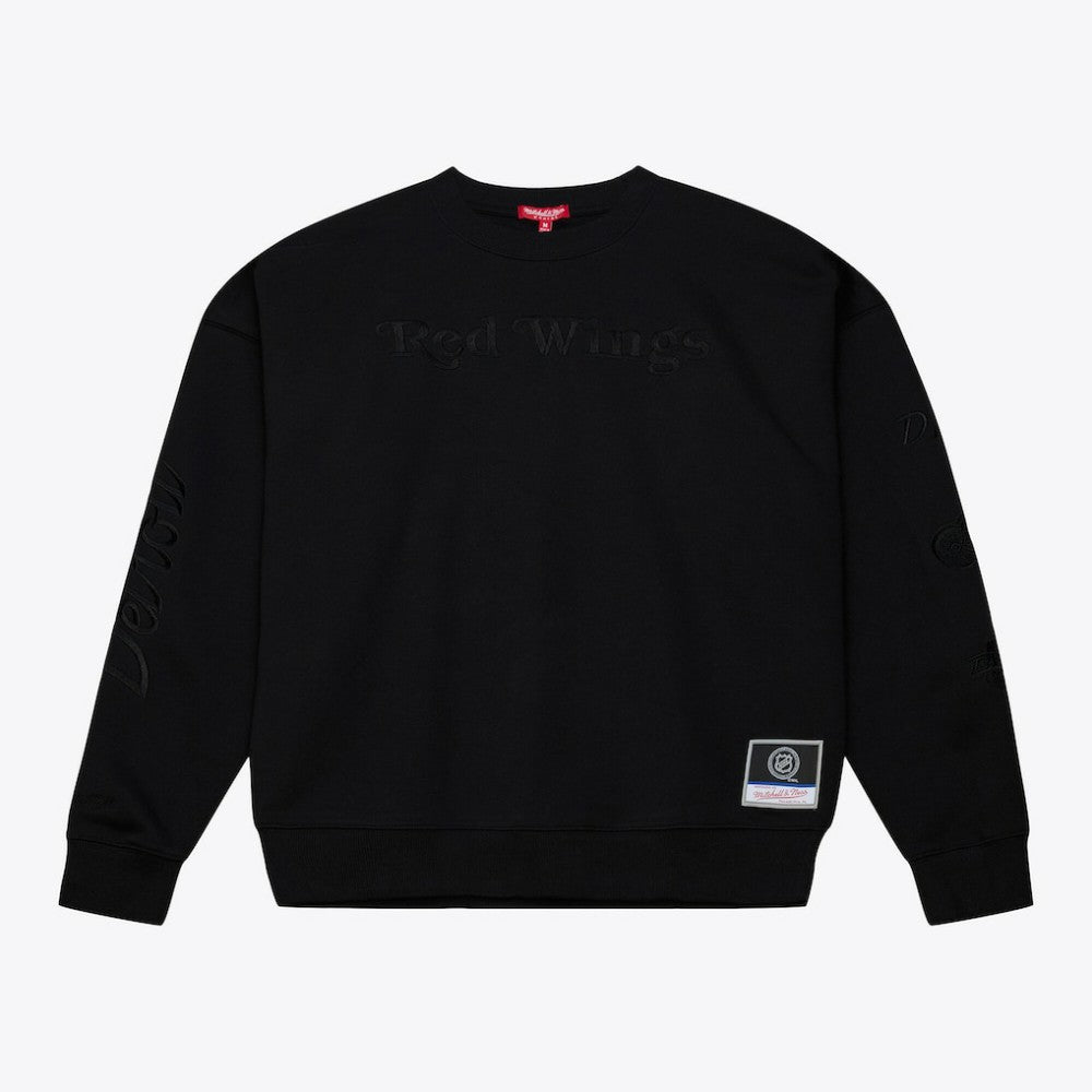 Detroit Red Wings Mitchell & Ness Unisex Phantom Fleece Crew Neck Sweatshirt - Black | US 203279118
