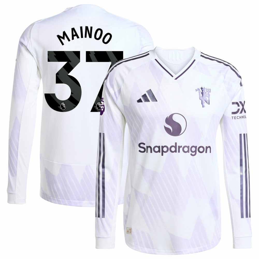 Kobbie Mainoo Manchester United 2025/26 Away Long Sleeve Player Jersey White - Adidas for sale