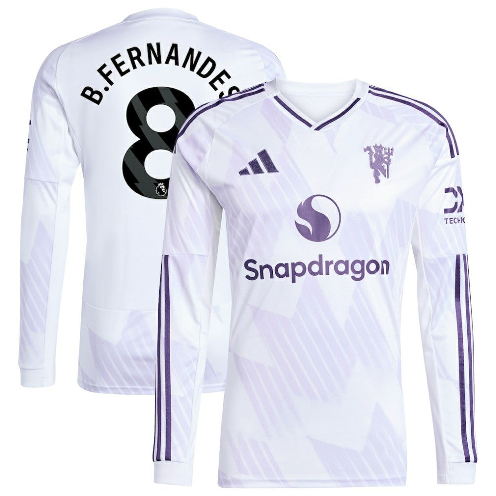 Bruno Fernandes Manchester United 2025/26 Away Replica Long Sleeve Player Jersey White - Adidas on sale