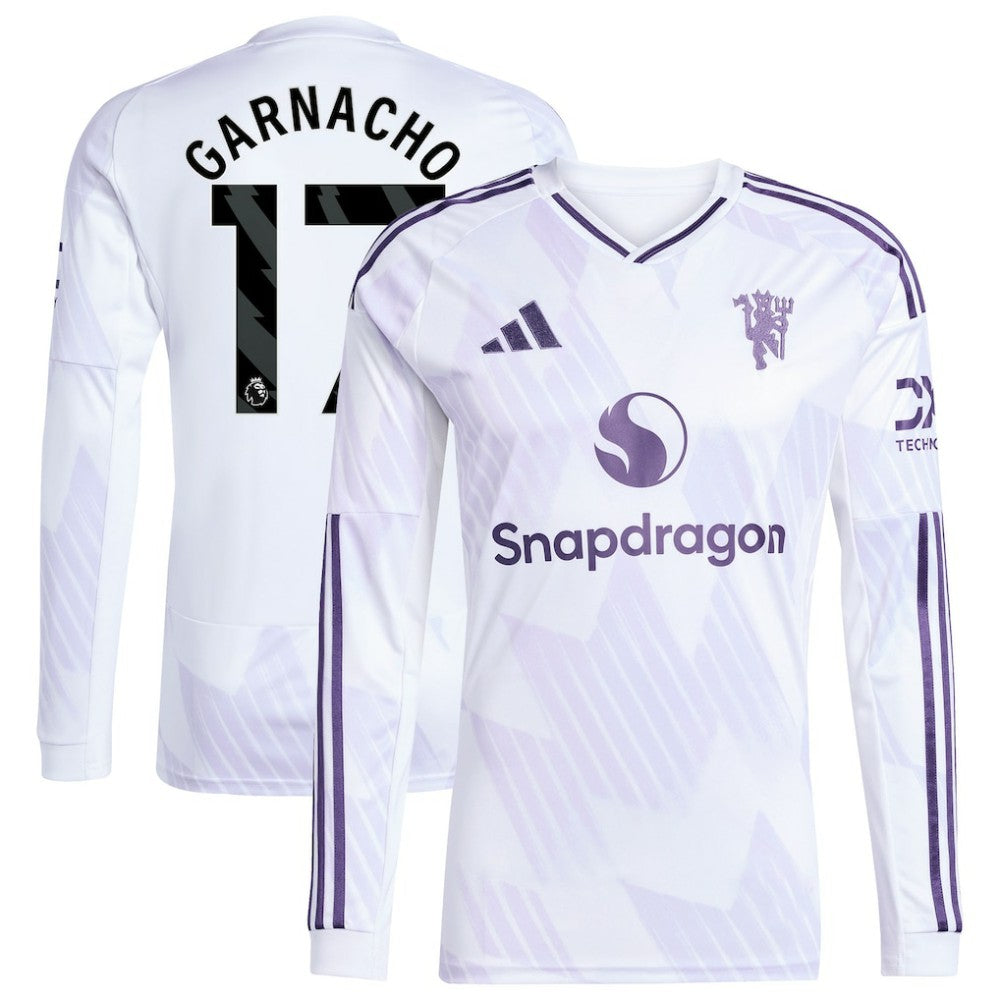 Alejandro Garnacho Manchester United 2025/26 Away Replica Long Sleeve Player Jersey White - Adidas on sale