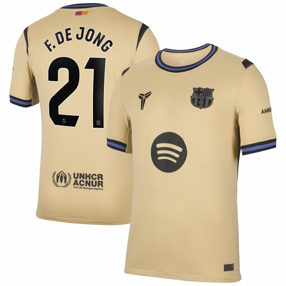 Frenkie de Jong Barcelona 2025/26 Away Stadium Replica Jersey Gold - Nike online